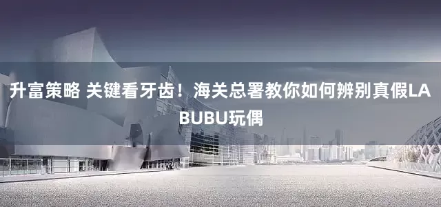 升富策略 关键看牙齿！海关总署教你如何辨别真假LABUBU玩偶